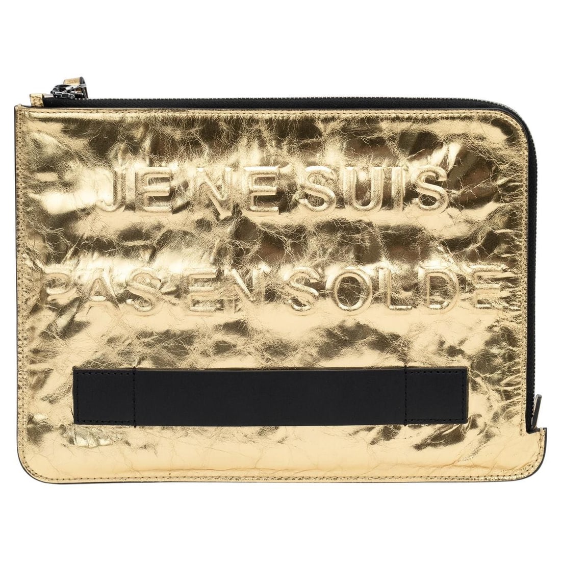 Chanel Limited Edition Je Ne Suis Pas En Solde Clutch Gold Leather: Chanel Limited Edition Je Ne Suis Pas En Solde Clutch Gold Leather Introducing the Chanel "Je Ne Suis Pas En Solde" Clutch, a limited edition piece from the iconic 2015 collection. This exquisite clut