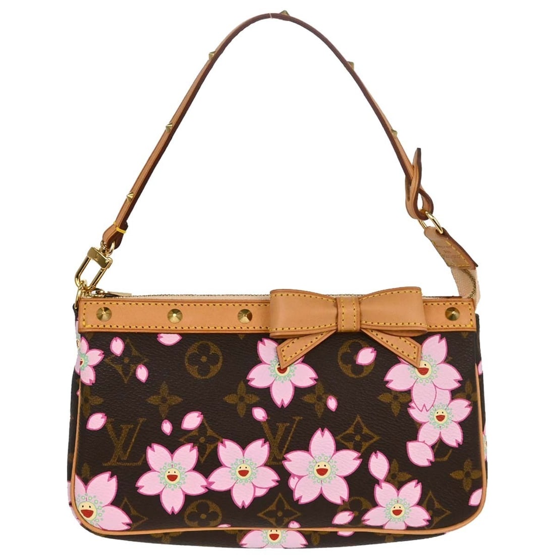 Louis Vuitton Monogram Cherry Blossom Pochette Accessoires Handbag: Louis Vuitton Monogram Cherry Blossom Pochette Accessoires Handbag This Louis Vuitton Cherry Blossom Pochette Accessoires handbag features the iconic monogram canvas leather exterior with a floral che