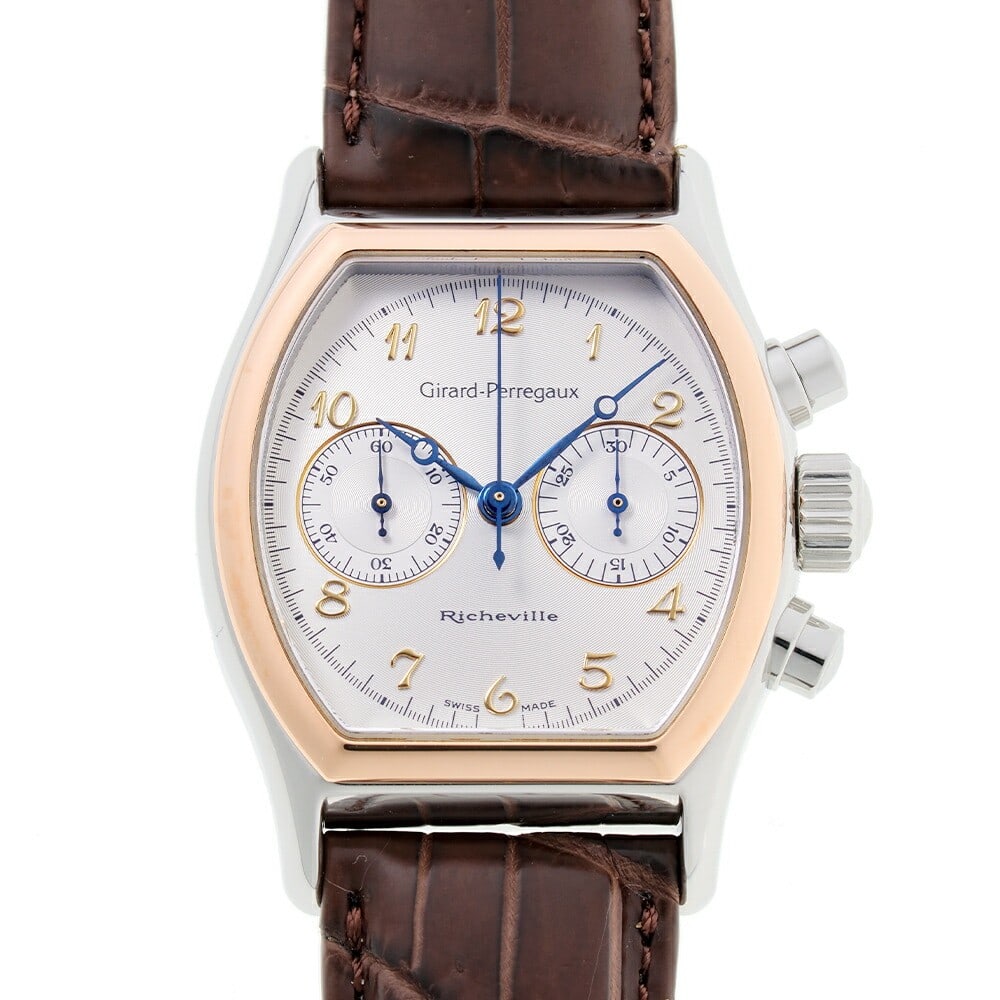 Girard Perregaux Richeville 2710 Manual Wind Chronograph Watch: Girard Perregaux Richeville 2710 Manual Wind Chronograph Watch This Girard-Perregaux Richeville Chronograph Ref. 2710 is a distinguished men's wristwatch, crafted from 18K pink gold and stainless stee