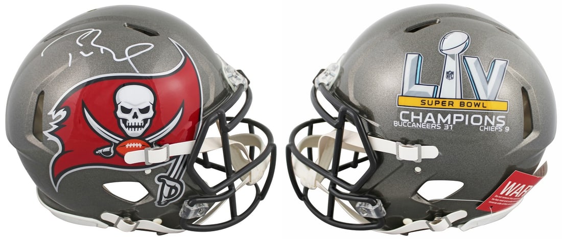 Tom Brady Signed Full Size Speed Proline Helmet Tampa Bay Buccaneers SB LV Champs: Tom Brady Signed Full Size Speed Proline Helmet Tampa Bay Buccaneers SB LV Champs Celebrate the Tampa Bay Buccaneers' Super Bowl LV victory with this authentic full-size Speed Proline helmet personall