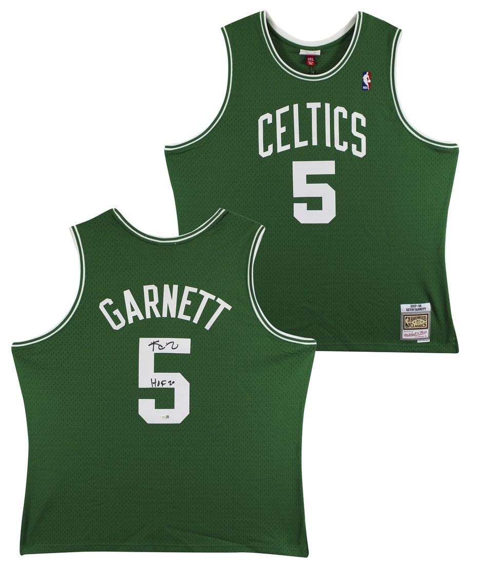 Kevin Garnett Boston Celtics signed Mitchell Ness HWC jersey HOF 20 JSA: Kevin Garnett Boston Celtics signed Mitchell Ness HWC jersey HOF 20 JSA This green Mitchell & Ness Hardwood Classics Swingman jersey features the Boston Celtics and has been personally signed by Kevin