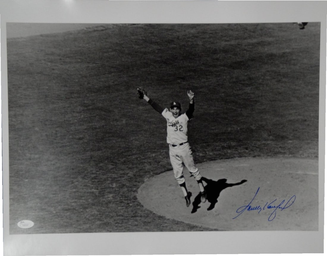 Sandy Koufax Autographed 16x20 Photo Dodgers JSA Authenticated: Sandy Koufax Autographed 16x20 Photo Dodgers JSA Authenticated This is an original, hand-signed autographed 16x20 photo of Sandy Koufax, featuring the legendary Los Angeles Dodgers pitcher in action d