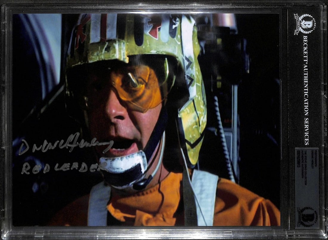 Beckett Slabbed Star Wars 8x10 Photo Signed by Drewe Henley: Beckett Slabbed Star Wars 8x10 Photo Signed by Drewe Henley This is an 8x10 photograph from Star Wars, signed by Drewe Henley, who portrayed Red Leader in the original 1977 film. The autograph has bee