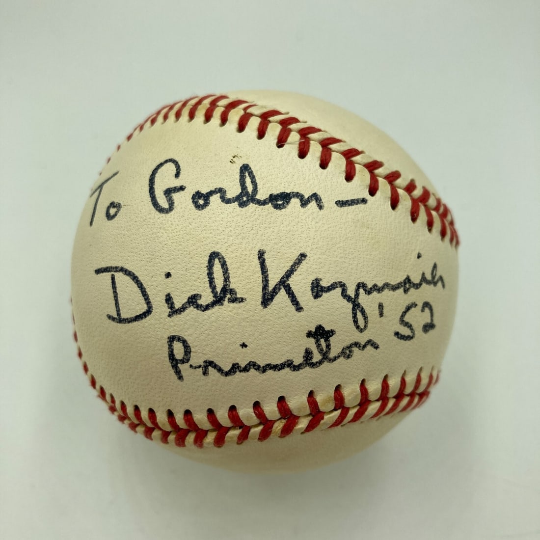 Dick Kazmaier Signed Vintage Baseball Heisman Trophy Winner JSA COA: Dick Kazmaier Signed Vintage Baseball Heisman Trophy Winner JSA COA Celebrate the legacy of Dick Kazmaier, the Heisman Trophy winner, with this signed vintage baseball. This collectible ball features 