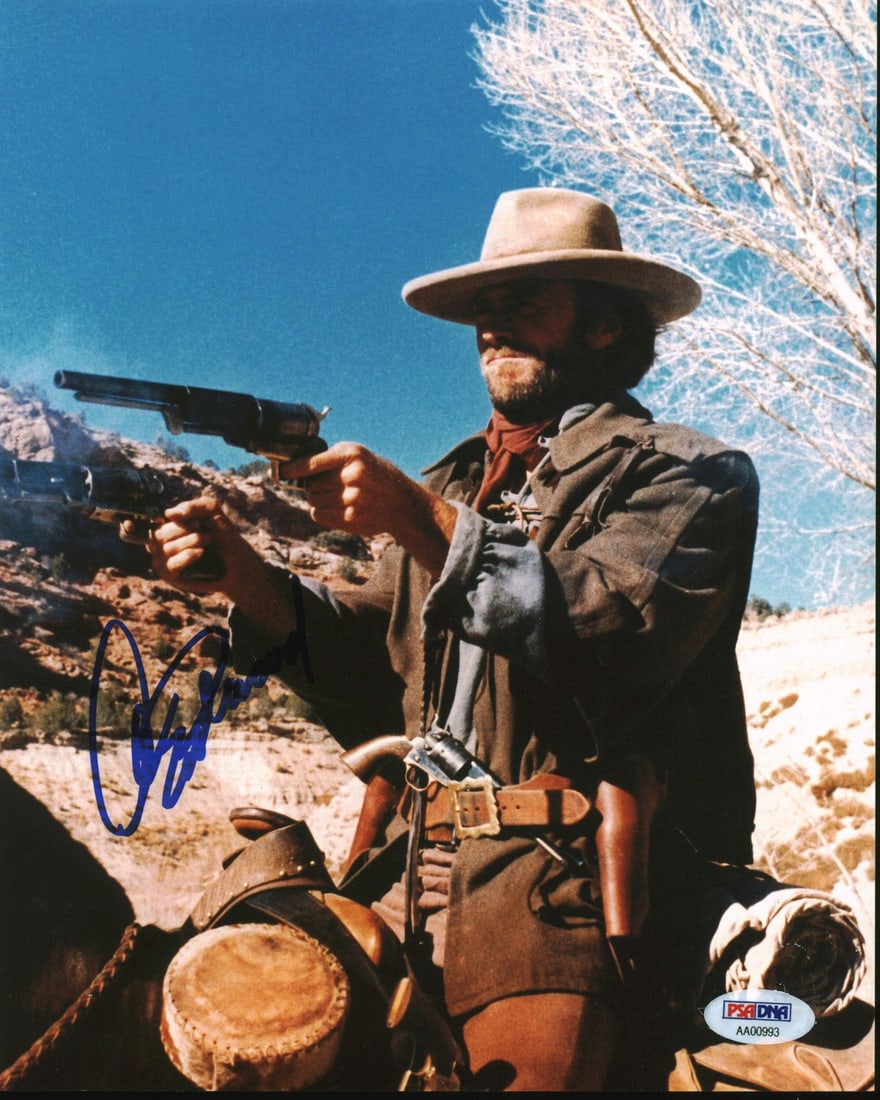 Clint Eastwood Signed 8x10 Photo Gem Mint 10 BAS PSA Authenticated: Clint Eastwood Signed 8x10 Photo Gem Mint 10 BAS PSA Authenticated This stunning 8x10 photo features a personally signed autograph by Clint Eastwood, renowned for his role in 'The Good, the Bad and th