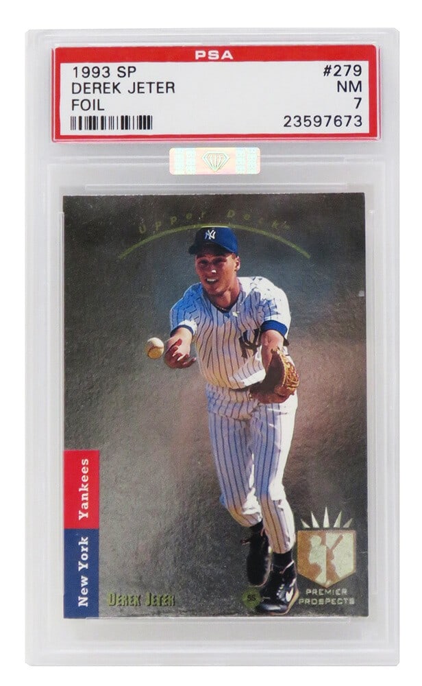 Derek Jeter 1993 SP Foil Rookie Card #279 PSA 7 MBA Silver Certified: Derek Jeter 1993 SP Foil Rookie Card #279 PSA 7 MBA Silver Certified This listing features a Derek Jeter 1993 SP Foil Rookie Card #279. This iconic trading card, representing one of baseball's legends