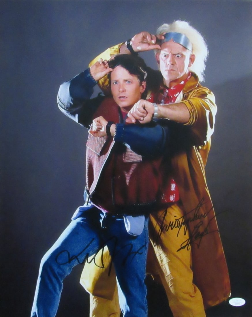 Michael J Fox Christopher Lloyd Signed 16x20 Back to Future Photo JSA Authenticated (1 of 3)