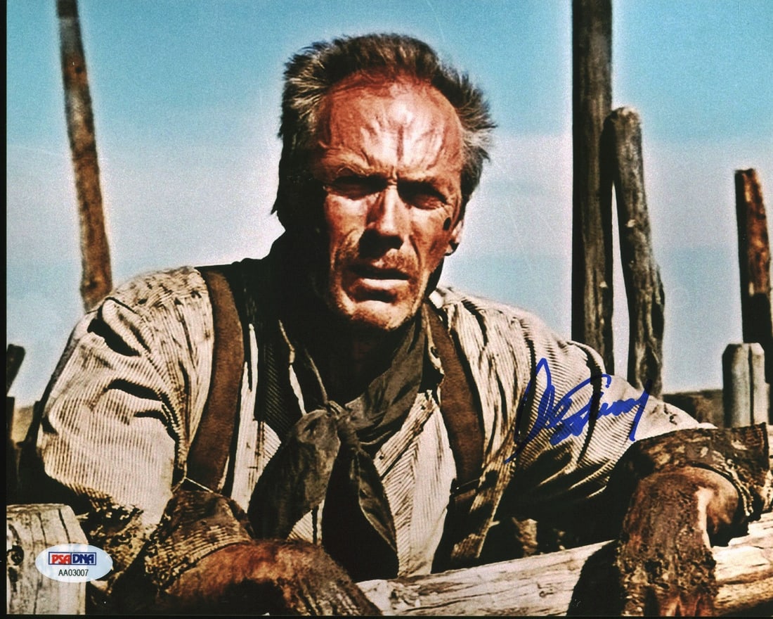 Clint Eastwood Unforgiven Signed 8x10 Photo with PSA/DNA: Clint Eastwood Unforgiven Signed 8x10 Photo with PSA/DNA This authentic 8x10 photograph features Clint Eastwood, personally signed, showcasing his iconic role in the film 'Unforgiven'. The item is cer