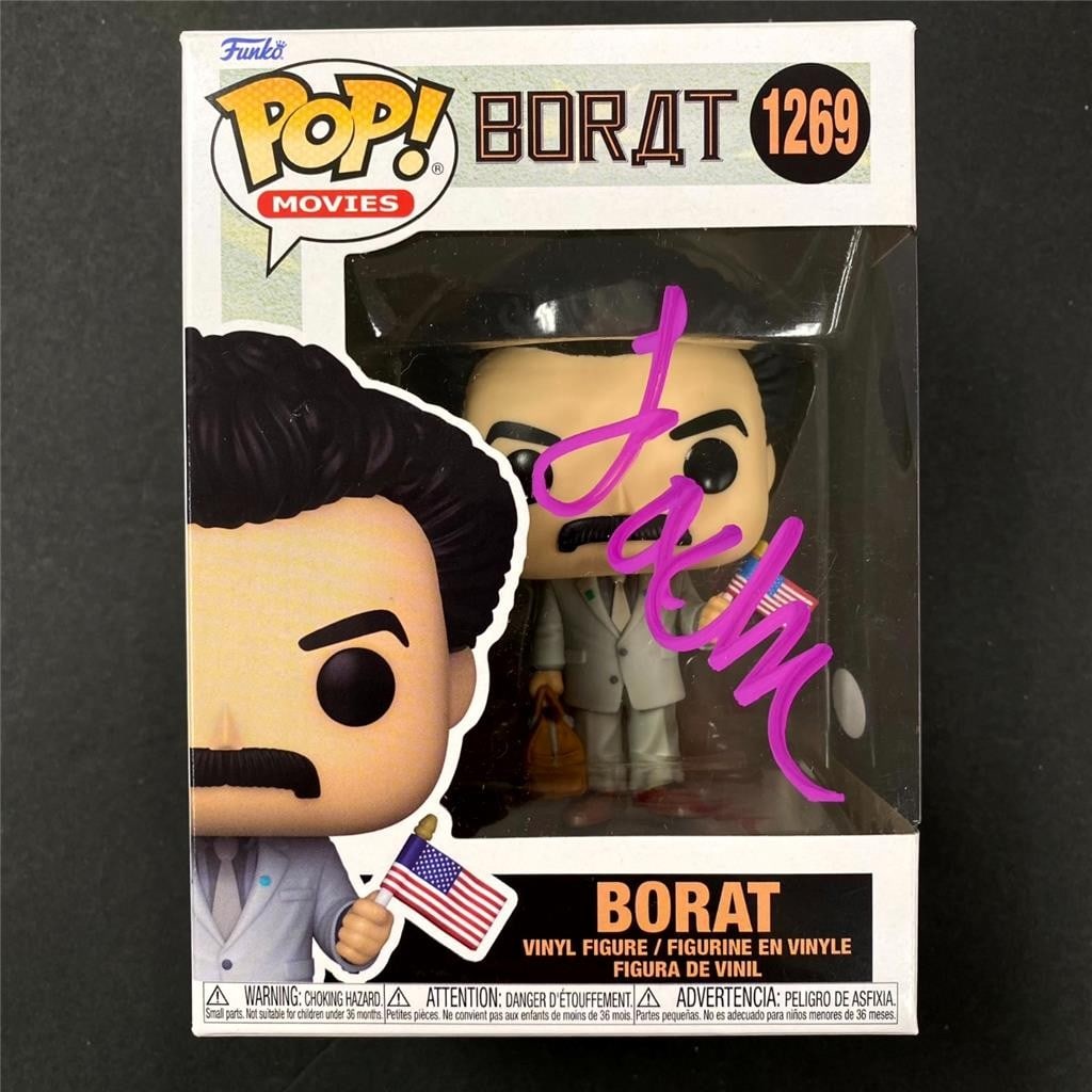 JSA authenticated Sacha Baron Cohen autograph Borat Funko Pop 1269: JSA authenticated Sacha Baron Cohen autograph Borat Funko Pop 1269 This collectible Borat Funko Pop! #1269 features the autograph of Sacha Baron Cohen. The signature has been authenticated by James Sp