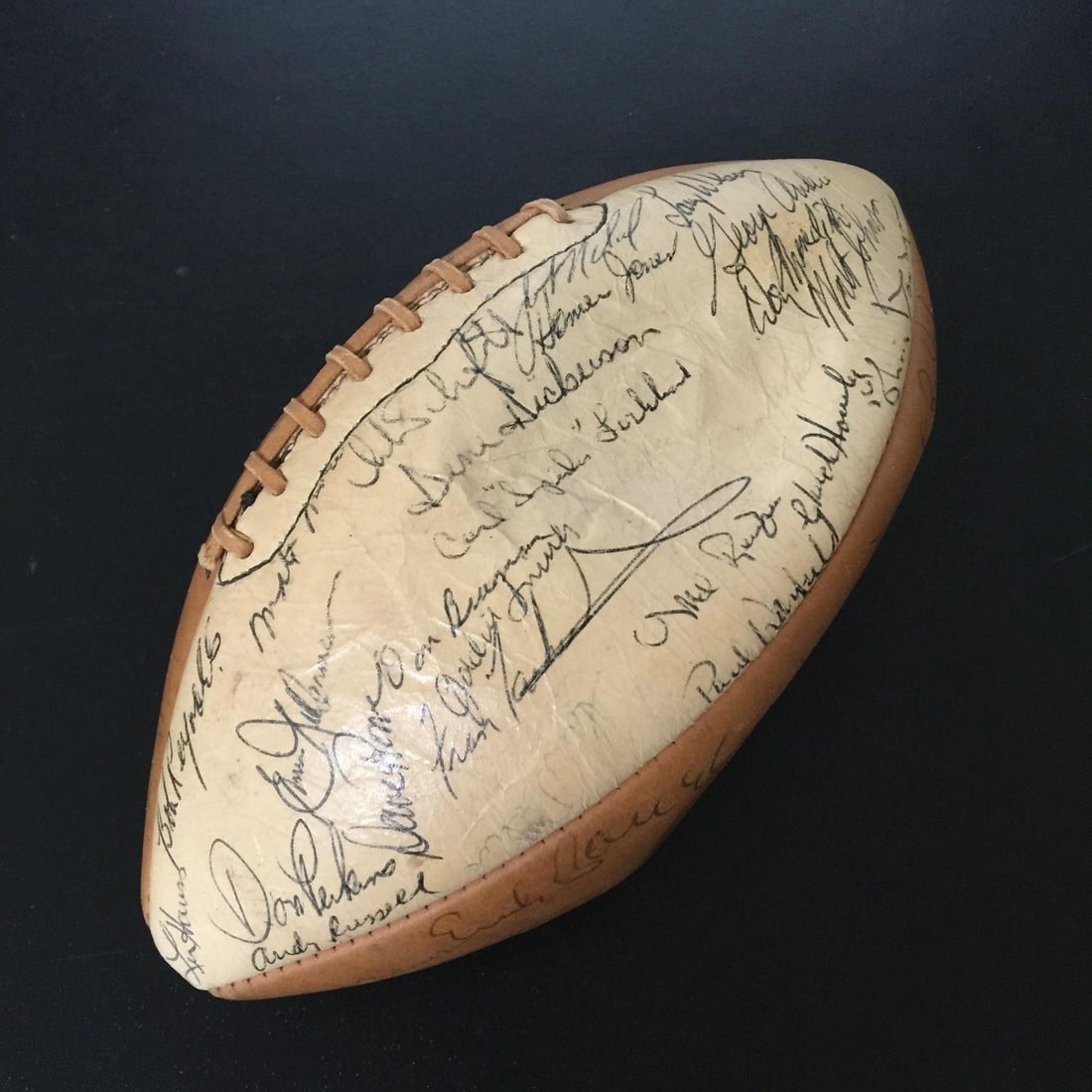 1969 Eastern Conference Pro Bowl Signed Football 36 Sigs JSA Authenticated: 1969 Eastern Conference Pro Bowl Signed Football 36 Sigs JSA Authenticated This rare 1969 Eastern Conference Pro Bowl team signed football features a remarkable collection of 36 signatures, including 