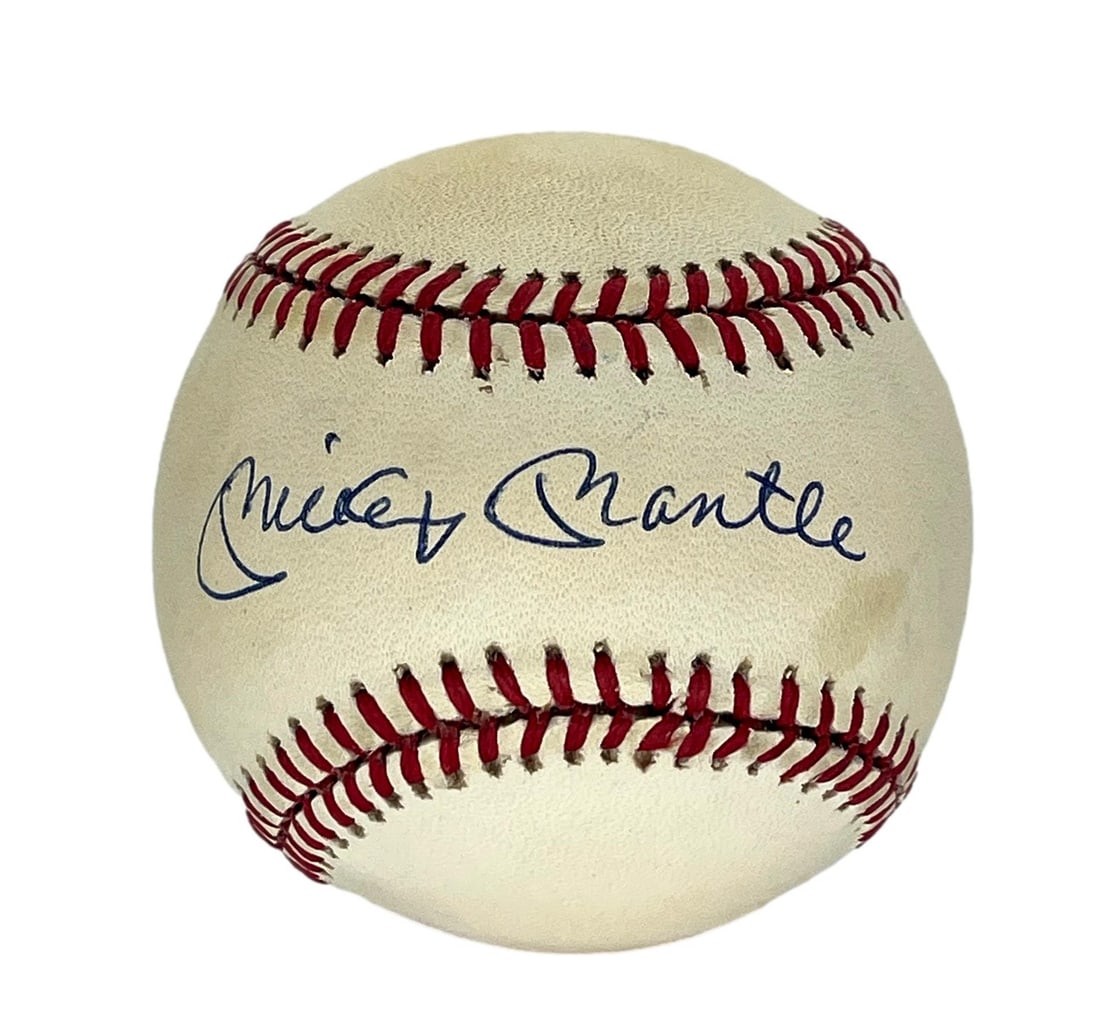 Mickey Mantle Autographed OAL Brown Baseball with Full JSA Letter of Authenticity: Mickey Mantle Autographed OAL Brown Baseball with Full JSA Letter of Authenticity This is an original OAL (Official American League) Brown baseball that has been single-signed and autographed by Micke
