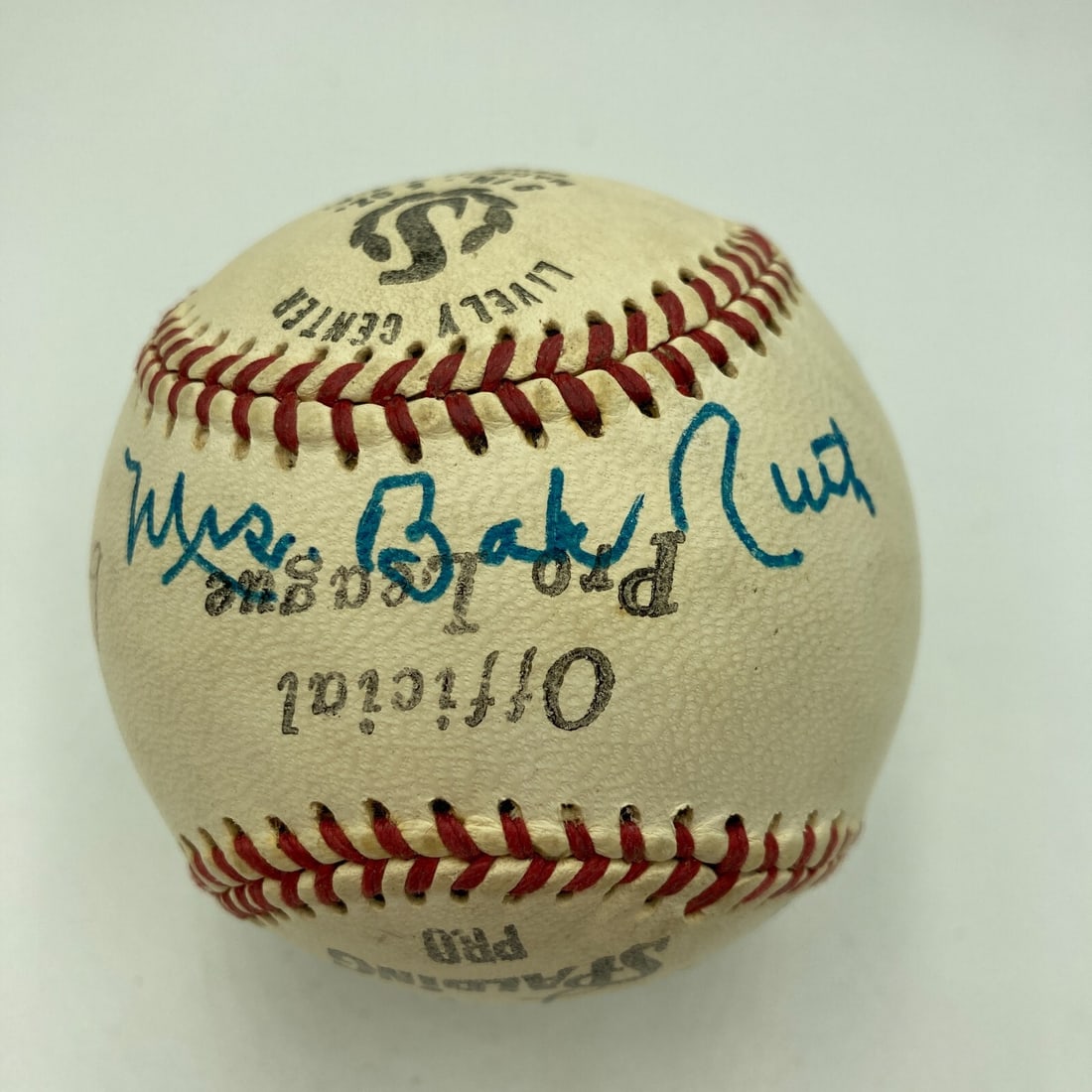 Signed Baseball by Mrs Babe Ruth Lou Gehrig with PSA DNA COA: Signed Baseball by Mrs Babe Ruth Lou Gehrig with PSA DNA COA This official "Pro League" baseball features remarkable autographs from legendary figures in baseball history. Notably signed by Mrs. Babe 