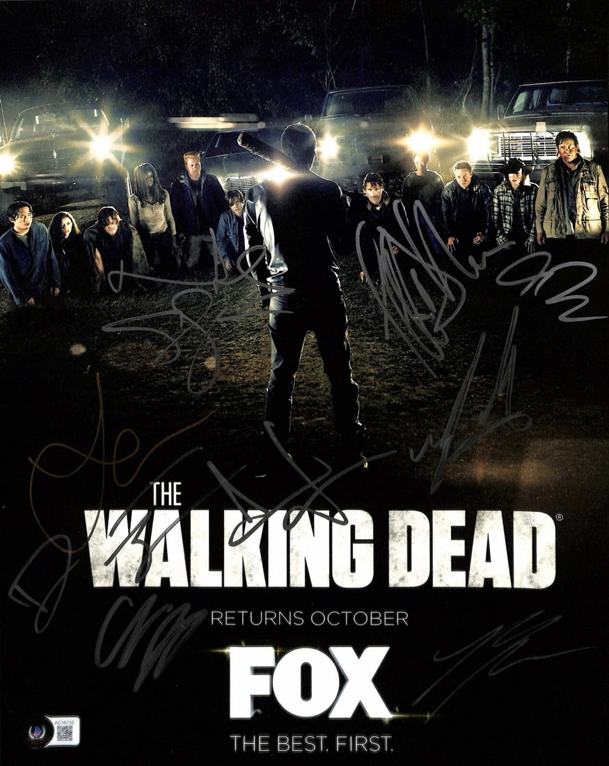 Beckett Authenticated Walking Dead Cast 11x14 Signed Photo X10: Beckett Authenticated Walking Dead Cast 11x14 Signed Photo X10 This is an original 11x14 color photograph from the TV series The Walking Dead, autographed by ten cast members: Norman Reedus, Andrew Li