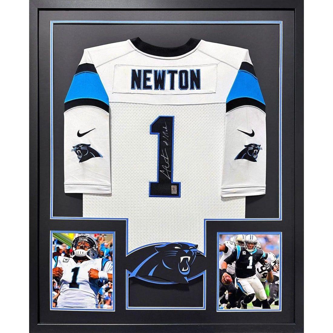 Autographed Cam Newton Panthers Framed Jersey GTSM COA 42x34 (1 of 2)
