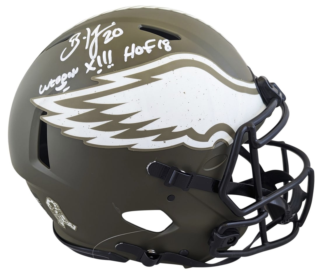 Brian Dawkins Signed Salute to Service Helmet HOF 18 BAS Authenticated (1 of 3)