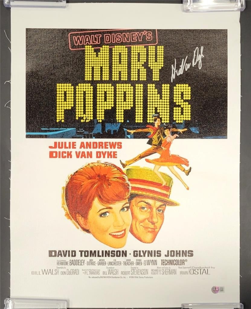 16x20 Canvas Photograph Signed by Dick Van Dyke Mary Poppins Beckett Authenticated: 16x20 Canvas Photograph Signed by Dick Van Dyke Mary Poppins Beckett Authenticated This original 16x20 canvas photograph from Mary Poppins is signed by Dick Van Dyke. The autograph is authenticated by