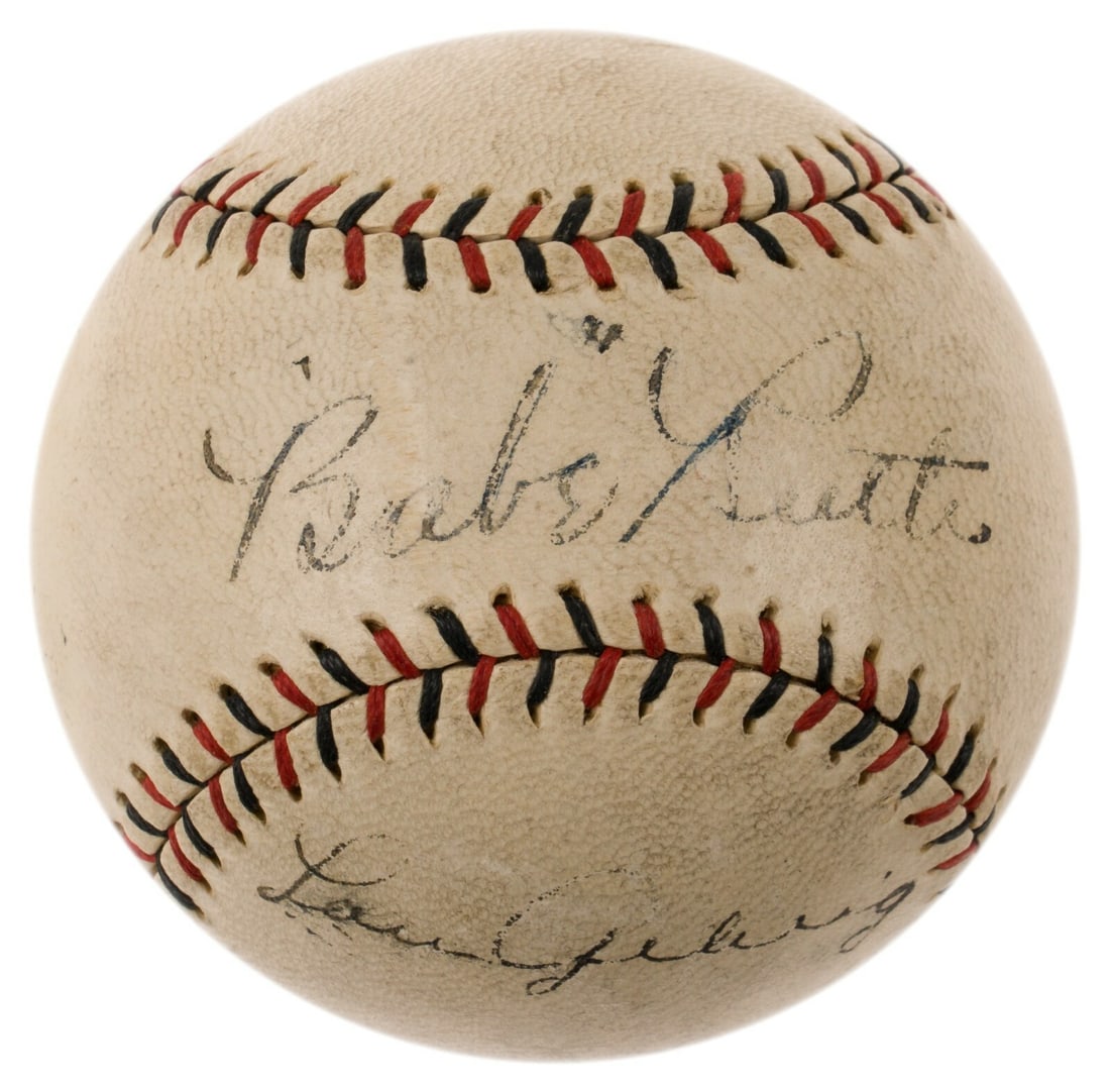 Babe Ruth Lou Gehrig Dual Signed 1927 National League Baseball JSA Authenticated: Babe Ruth Lou Gehrig Dual Signed 1927 National League Baseball JSA Authenticated This remarkable baseball features the dual signatures of legendary players Babe Ruth and Lou Gehrig, making it a prized