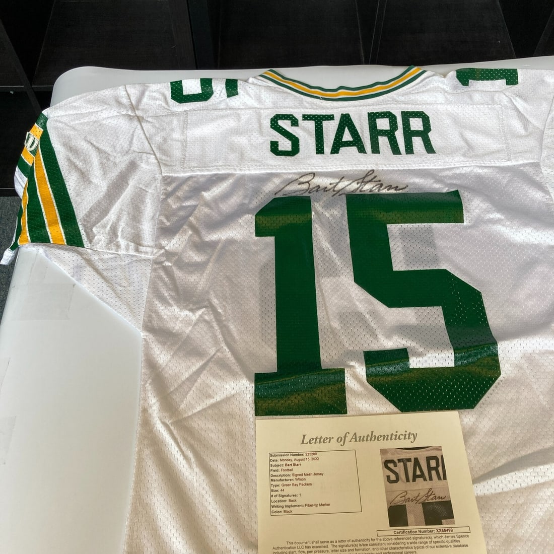 Bart Starr Signed Green Bay Packers Jersey Wilson Game Model JSA COA: Bart Starr Signed Green Bay Packers Jersey Wilson Game Model JSA COA Celebrate the legacy of football with this authentic Green Bay Packers jersey, signed by the legendary Bart Starr. This original Wi