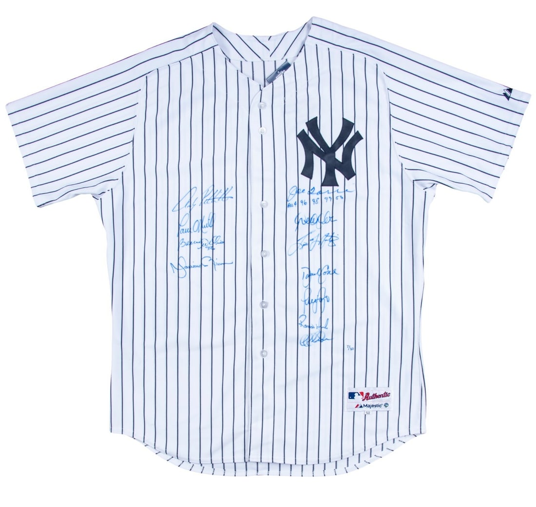 Limited Edition New York Yankees Signed Jersey #7/10 Jeter Rivera Torre Steiner: Limited Edition New York Yankees Signed Jersey #7/10 Jeter Rivera Torre Steiner Celebrate baseball history with this limited-edition New York Yankees home jersey, size 52, signed by 11 legendary membe