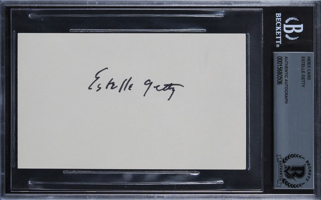 Estelle Getty Signed 3x5 Index Card The Golden Girls Beckett Authenticated: Estelle Getty Signed 3x5 Index Card The Golden Girls Beckett Authenticated This item features an authentic autographed 3x5 index card signed by Estelle Getty, renowned for her role in the iconic TV se