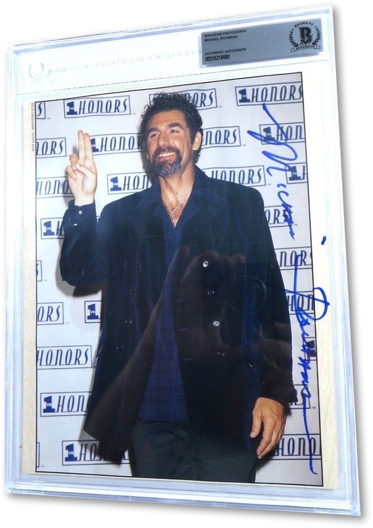 Michael Richards Autographed Seinfeld Photo Beckett Authenticated 8.75 x 12: Michael Richards Autographed Seinfeld Photo Beckett Authenticated 8.75 x 12 This is an original autographed photograph of Michael Richards, known for his iconic role on Seinfeld. The photograph has be
