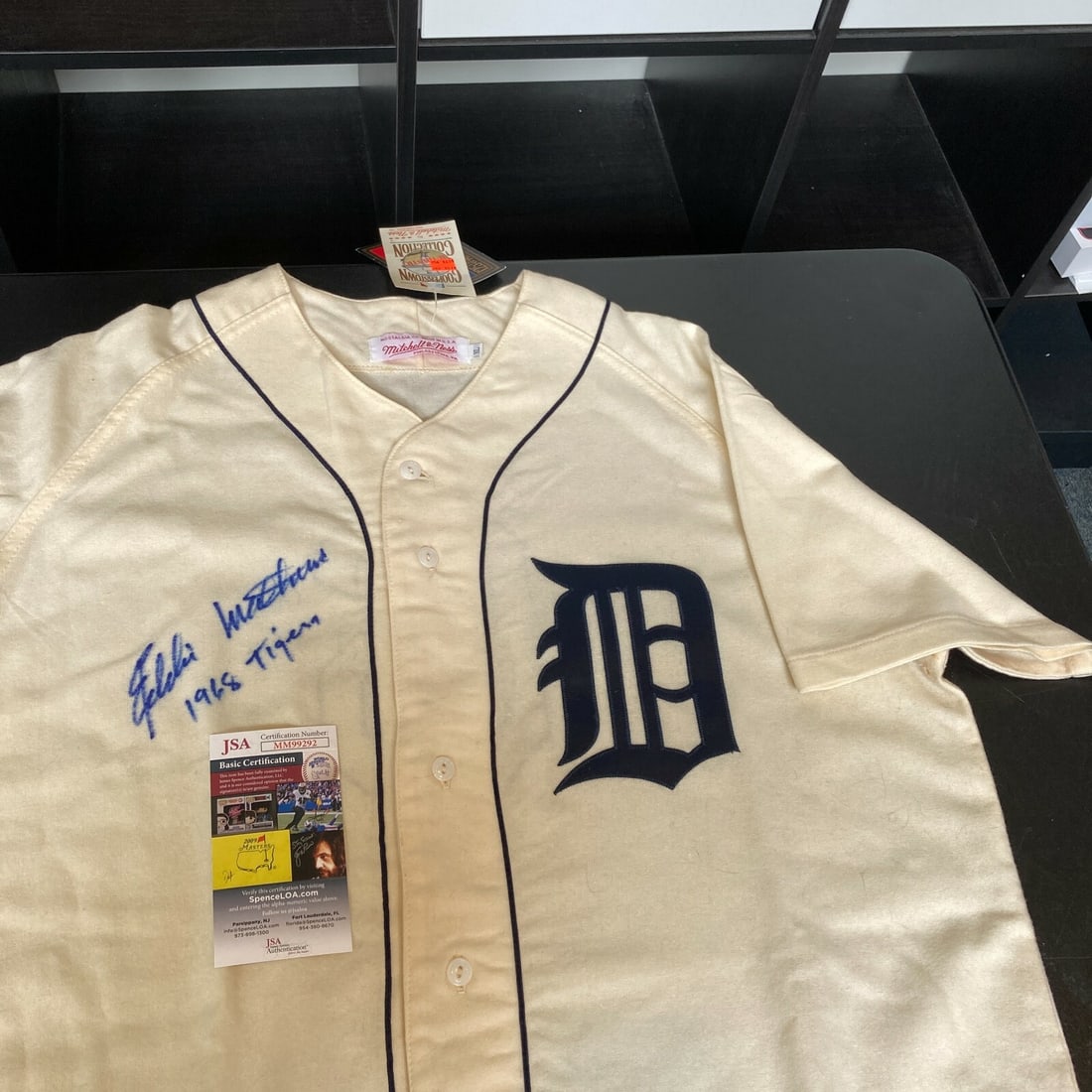 Eddie Mathews Signed 1968 Tigers Jersey with JSA COA: Eddie Mathews Signed 1968 Tigers Jersey with JSA COA This is an authentic Detroit Tigers jersey signed by Eddie Mathews, commemorating the 1968 Tigers. The jersey comes with a James Spence Authenticat