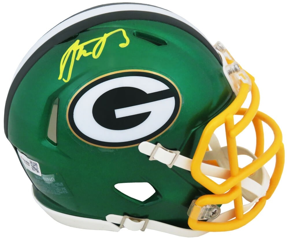 Aaron Rodgers Autographed Green Bay Packers Mini Helmet Fanatics Certified: Aaron Rodgers Autographed Green Bay Packers Mini Helmet Fanatics Certified Celebrate your love for football with this Aaron Rodgers signed Green Bay Packers FLASH Riddell Speed Mini Helmet. This colle