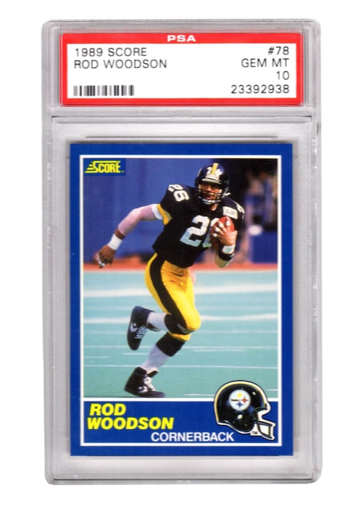 1998 Score Rod Woodson Rookie Card #78 PSA 10 Gem Mint Steelers: 1998 Score Rod Woodson Rookie Card #78 PSA 10 Gem Mint Steelers This listing features a Rod Woodson rookie card from the 1989 Score Football set, designated as card number 78. This card has been profe