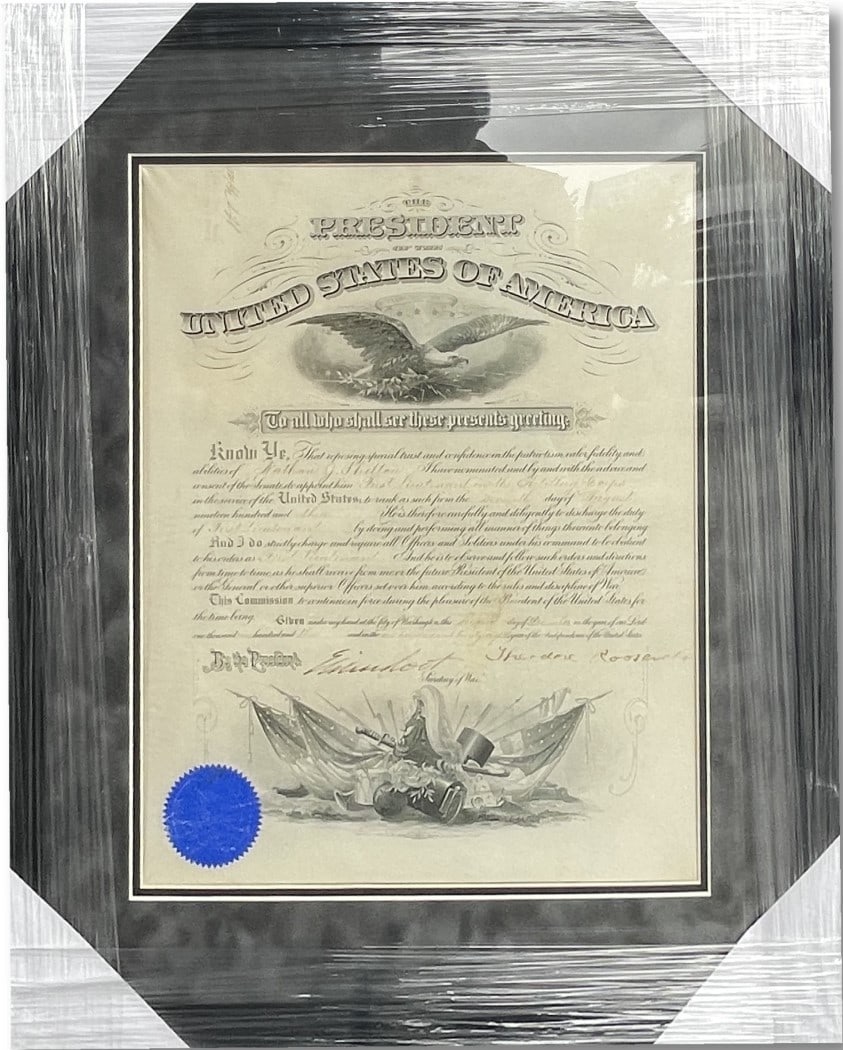 Framed Theodore Roosevelt Signed Document with Beckett Authentication 26x22 (1 of 6)