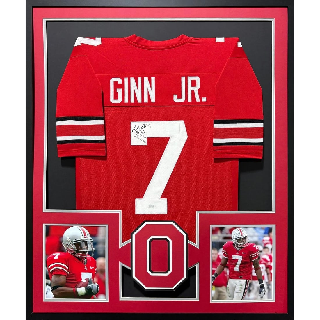 Framed Ohio State Red Jersey Signed by Ted Ginn Jr JSA (1 of 2)