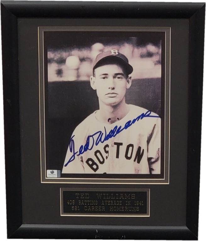 Beckett Framed Ted Williams 8x10 Autographed Boston Red Sox Photo: Beckett Framed Ted Williams 8x10 Autographed Boston Red Sox Photo This is a custom-framed 8x10 photo of Ted Williams, signed by the legendary player himself. The autograph has been authenticated by Be