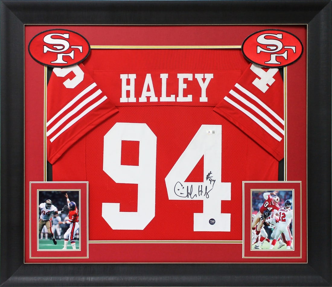 Charles Haley Signed Framed Jersey San Francisco 49ers BAS Authenticated: Charles Haley Signed Framed Jersey San Francisco 49ers BAS Authenticated This authentic red pro style framed jersey, personally signed by Charles Haley of the San Francisco 49ers, showcases a unique p