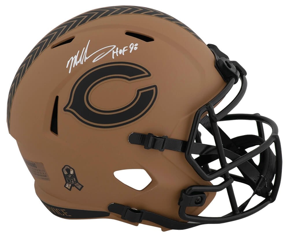 Mike Singletary Signed 2023 Bears Salute Riddell Helmet HOF 98 COA: Mike Singletary Signed 2023 Bears Salute Riddell Helmet HOF 98 COA Celebrate the legacy of football with this Mike Singletary signed Chicago Bears 2023 Salute Riddell full size speed replica helmet. T