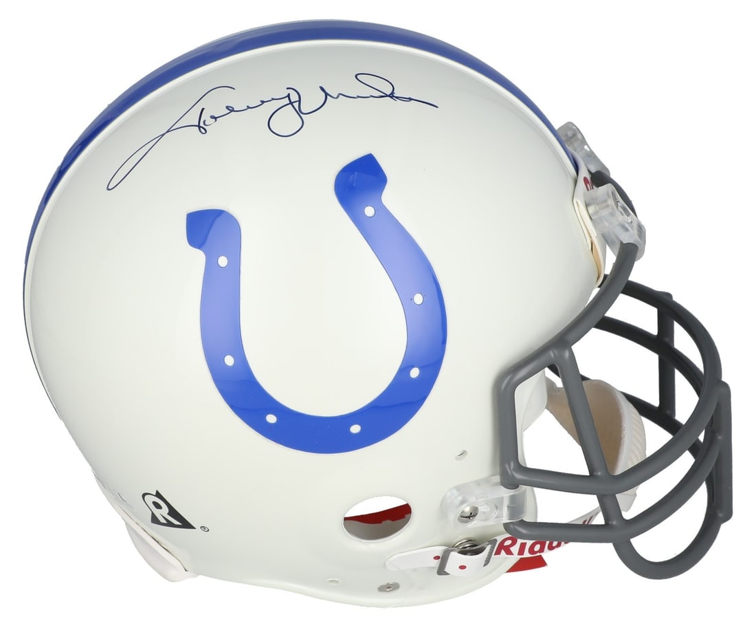 Johnny Unitas Autographed Riddell Full Size Helmet Baltimore Colts Beckett COA: Johnny Unitas Autographed Riddell Full Size Helmet Baltimore Colts Beckett COA This authentic Johnny Unitas signed Baltimore Colts Riddell full-size helmet is a must-have for any football memorabilia 