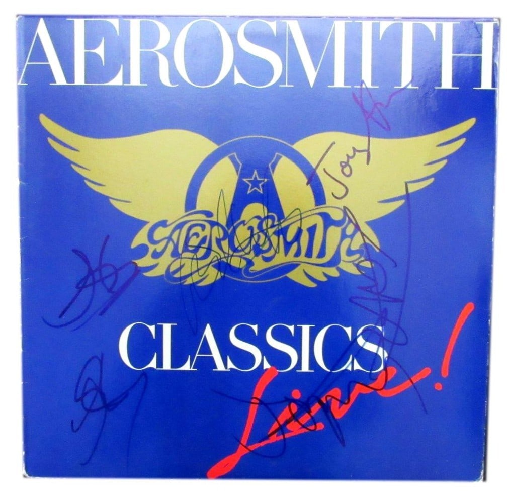 Signed Aerosmith Classics Record with Five Band Autographs JSA Authenticated: Signed Aerosmith Classics Record with Five Band Autographs JSA Authenticated This Aerosmith "Classics" album is a must-have for any fan, featuring autographs from five legendary band members: Steven T