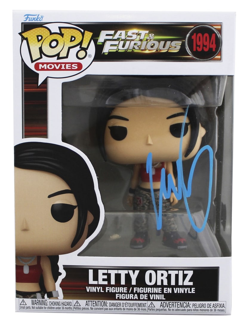 Letty Ortiz Funko Pop Signed by Michelle Rodriguez BAS Authenticated: Letty Ortiz Funko Pop Signed by Michelle Rodriguez BAS Authenticated This is a pre-owned Letty Ortiz #1994 Funko Pop Vinyl Figure from Fast & Furious, personally hand-signed by Michelle Rodriguez. The