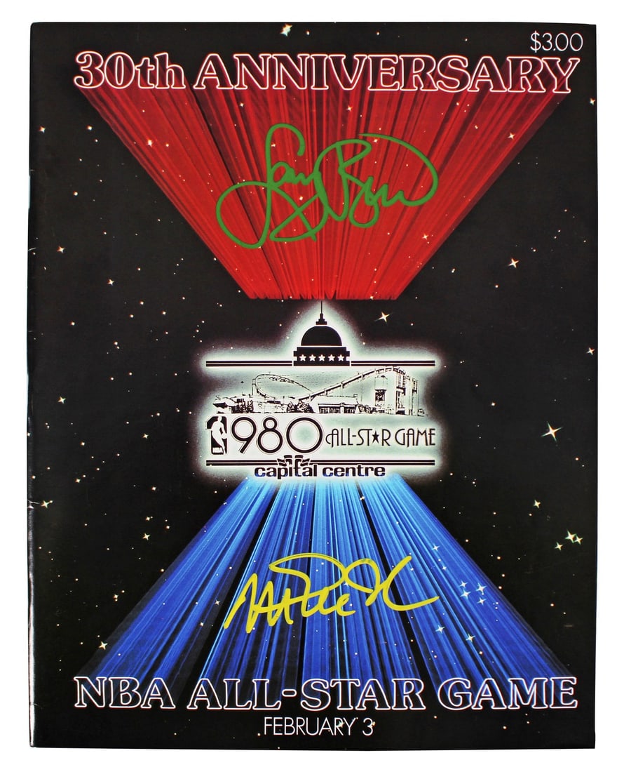 1980 NBA All-Star Program Signed by Magic Johnson and Larry Bird BAS: 1980 NBA All-Star Program Signed by Magic Johnson and Larry Bird BAS This is an original 1980 NBA All-Star Game program personally signed by Magic Johnson and Larry Bird. The autographs have been auth
