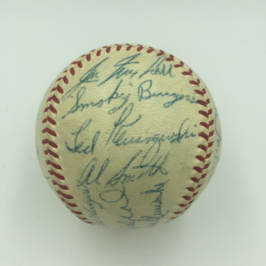 1955 All Star Game Baseball Signed by Mays Musial Banks JSA COA: 1955 All Star Game Baseball Signed by Mays Musial Banks JSA COA This beautiful official National League baseball features 25 signatures from the legendary players of the 1955 All Star Game, including 