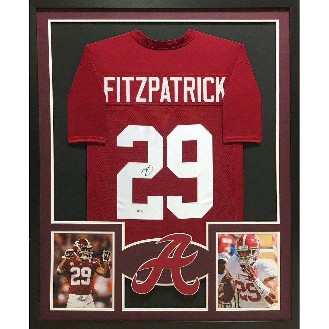 Framed Alabama Crimson Tide Jersey Signed by Minkah Fitzpatrick Beckett Authenticated: Framed Alabama Crimson Tide Jersey Signed by Minkah Fitzpatrick Beckett Authenticated This framed jersey features an authentic autograph by Minkah Fitzpatrick of the Alabama Crimson Tide. The jersey i