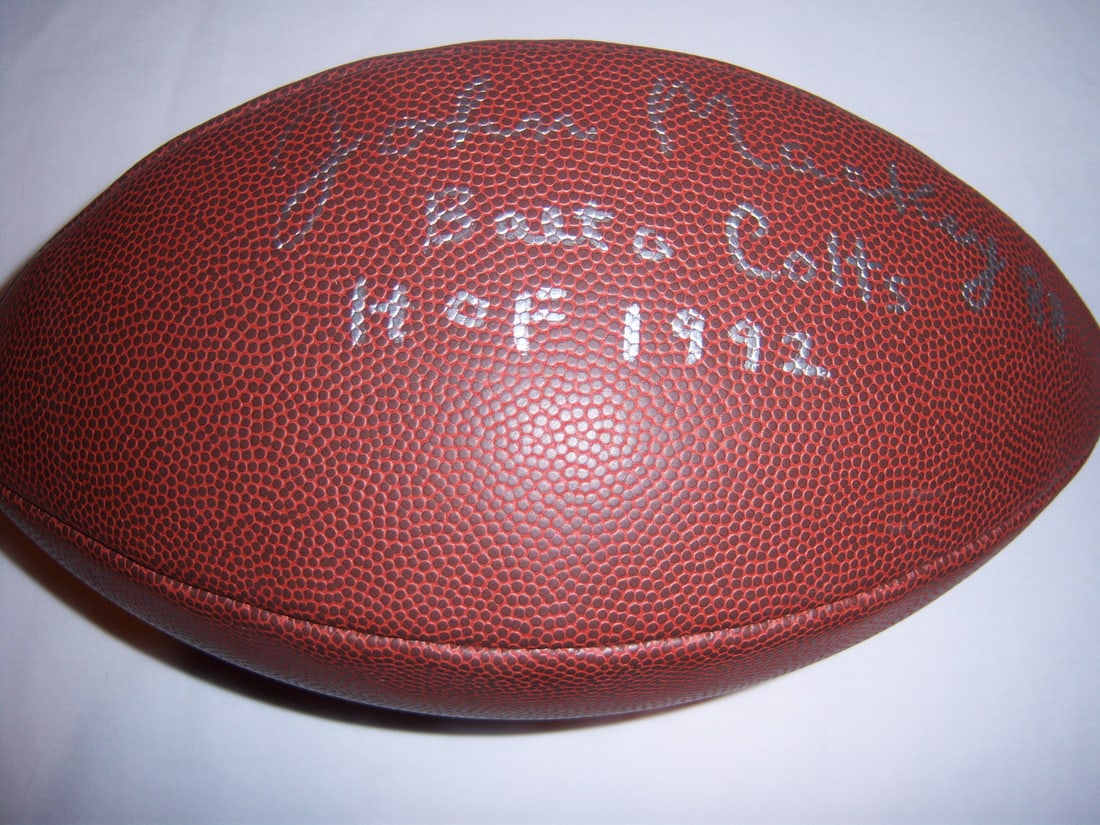 Signed Baltimore Colts football by John Mackey JSA COA: Signed Baltimore Colts football by John Mackey JSA COA This is an original football signed by John Mackey of the Baltimore Colts. The ball comes with JSA/COA authentication and is a collectible item f
