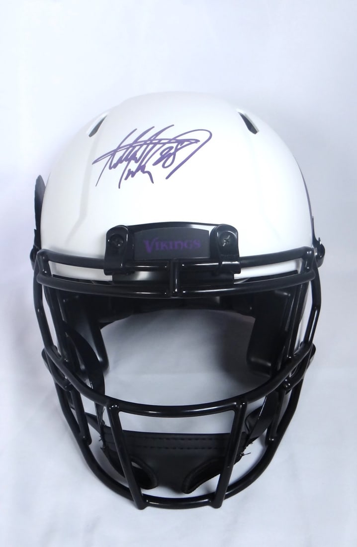 Adrian Peterson Autographed Minnesota Vikings Lunar Speed Full Size Authentic Helmet BAS: Adrian Peterson Autographed Minnesota Vikings Lunar Speed Full Size Authentic Helmet BAS This is an original Minnesota Vikings Lunar Speed full-size authentic helmet signed by Adrian Peterson. The aut