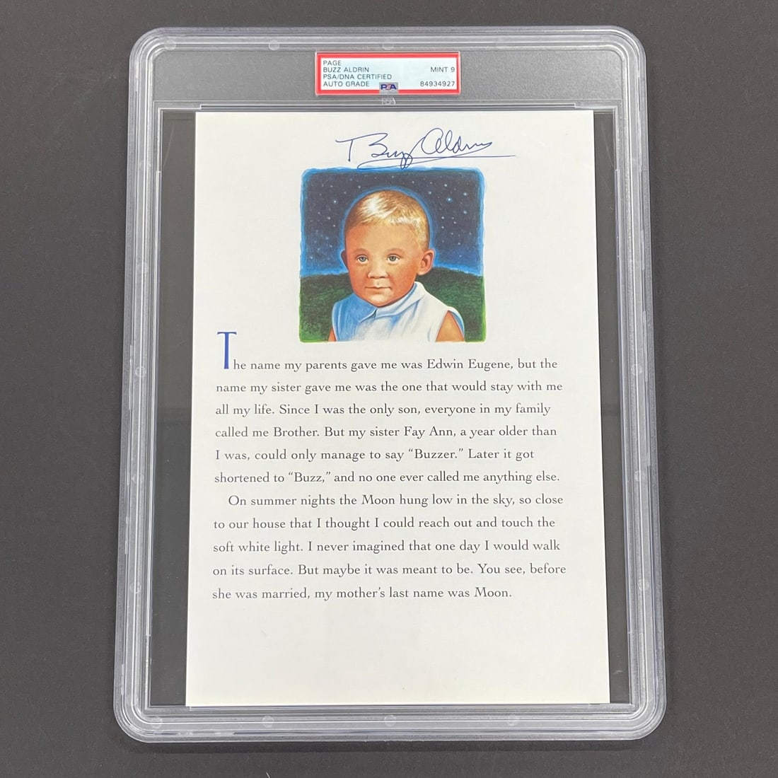 PSA DNA authenticated Buzz Aldrin signed page encapsulated (1 of 2)