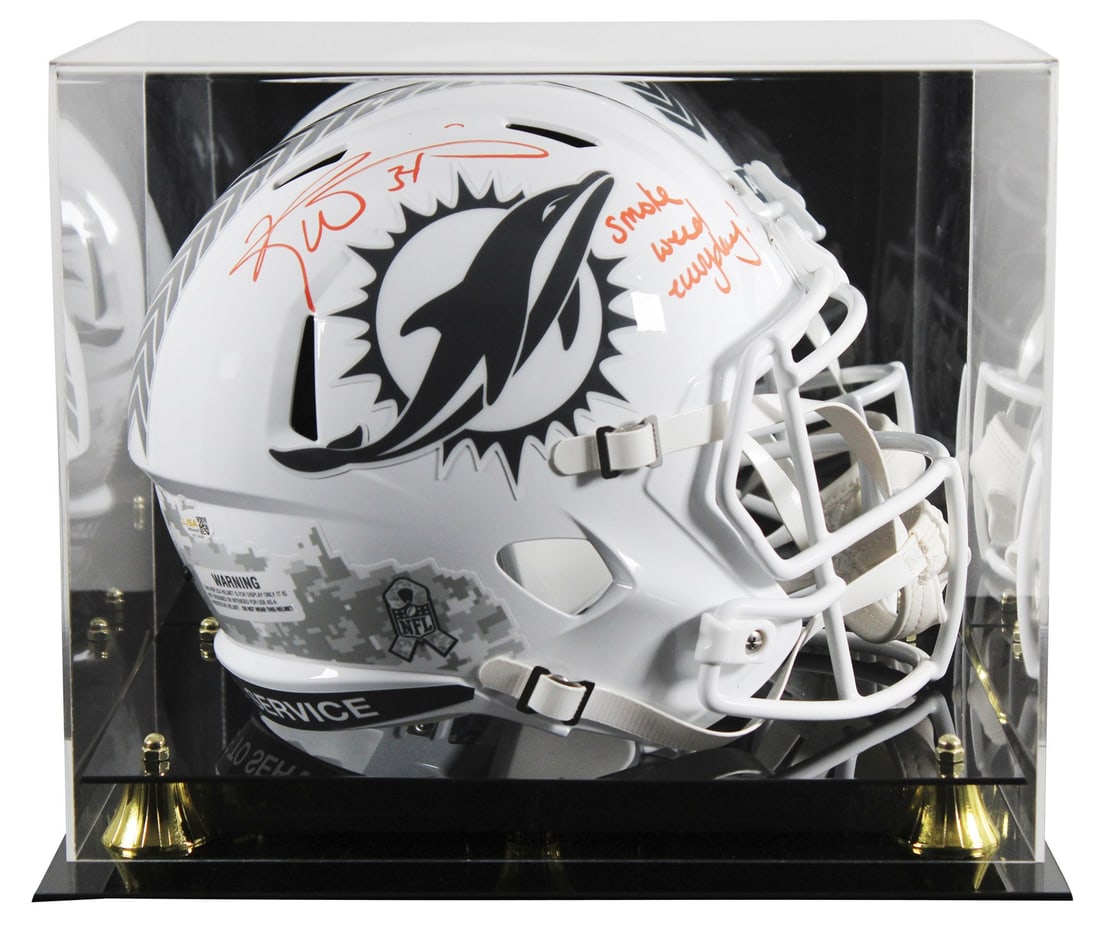 Ricky Williams Signed Miami Dolphins Salute To Service Helmet with JSA Authentication: Ricky Williams Signed Miami Dolphins Salute To Service Helmet with JSA Authentication This Miami Dolphins alternate Salute To Service III Riddell full-size Speed replica helmet has been personally sig
