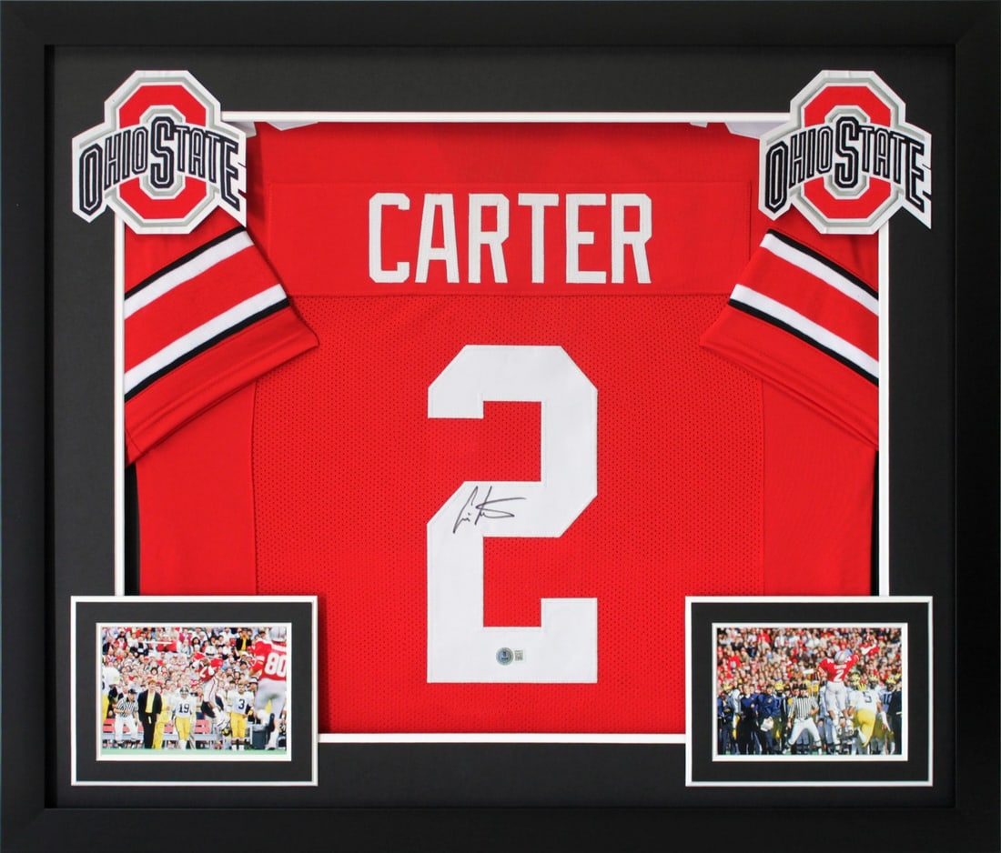 Cris Carter Signed Ohio State Framed Jersey with BAS Authentication: Cris Carter Signed Ohio State Framed Jersey with BAS Authentication Celebrate your fandom with this authentic red pro style framed jersey personally signed by Cris Carter, a legendary player from the 
