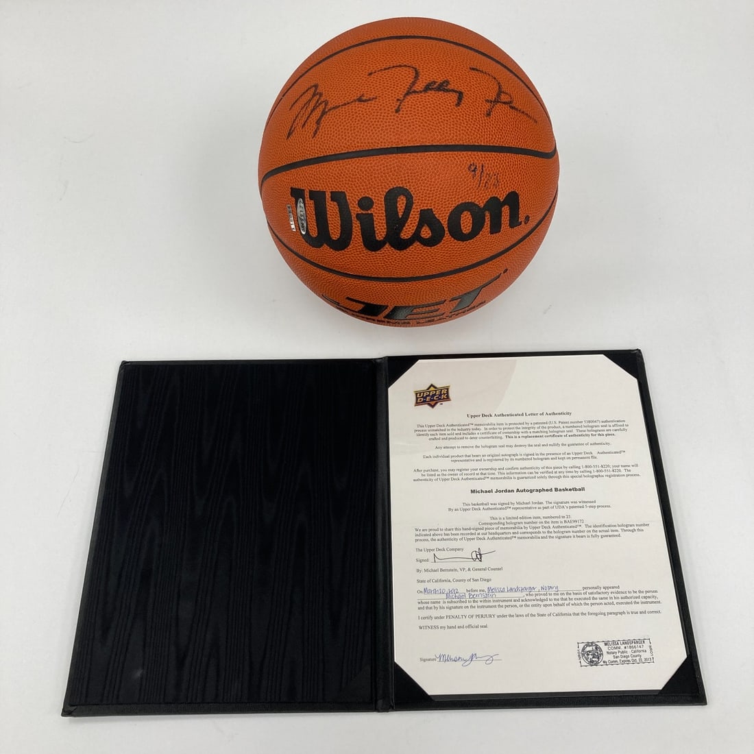 Michael Jeffrey Jordan Signed Limited Edition Basketball UDA COA 9 of 23: Michael Jeffrey Jordan Signed Limited Edition Basketball UDA COA 9 of 23 This incredible Michael Jeffrey Jordan signed basketball is a must-have for any sports memorabilia collector. Authentically sig