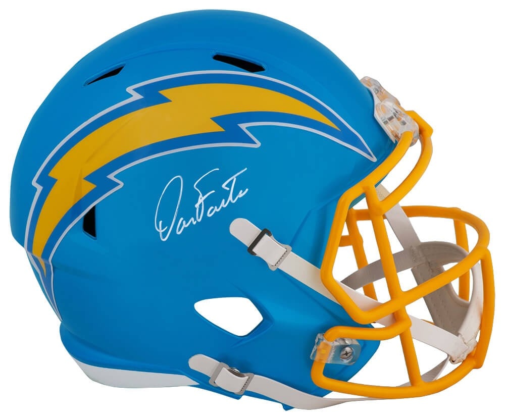 Dan Fouts Signed Chargers FLASH Riddell Helmet with COA: Dan Fouts Signed Chargers FLASH Riddell Helmet with COA This is a full-size replica helmet of Dan Fouts, a legendary player of the Los Angeles Chargers, known for his remarkable contributions to footb