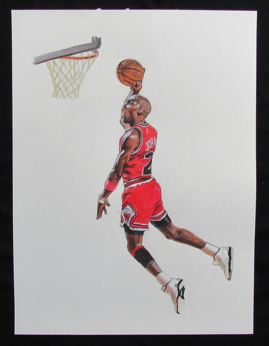 Michael Jordan Original 18x24 Hand Painted Mixed Media Art: Michael Jordan Original 18x24 Hand Painted Mixed Media Art This striking mixed media painting features the legendary Michael Jordan, showcasing his iconic basketball prowess. Measuring 18x24 inches, t