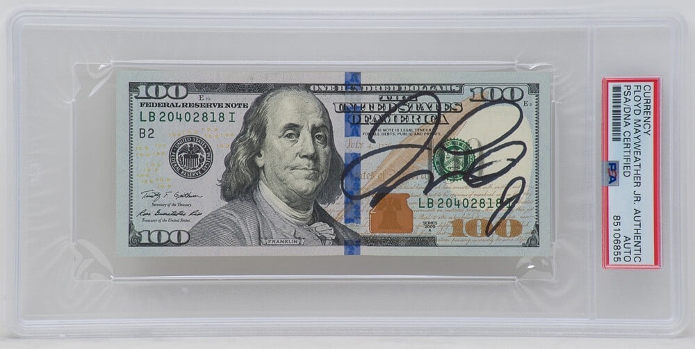 Floyd Mayweather Jr. Autographed $100 Bill PSA/DNA Encapsulated (1 of 2)
