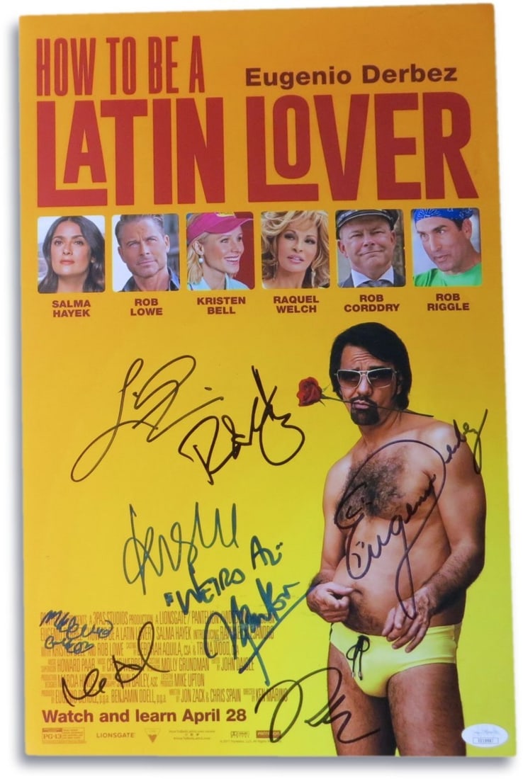 11x17 Cast Signed How to Be A Latin Lover Photo JSA Authenticated: 11x17 Cast Signed How to Be A Latin Lover Photo JSA Authenticated This is an original 11x17-inch photograph from the film "How to Be A Latin Lover" that has been autographed by multiple cast members. 