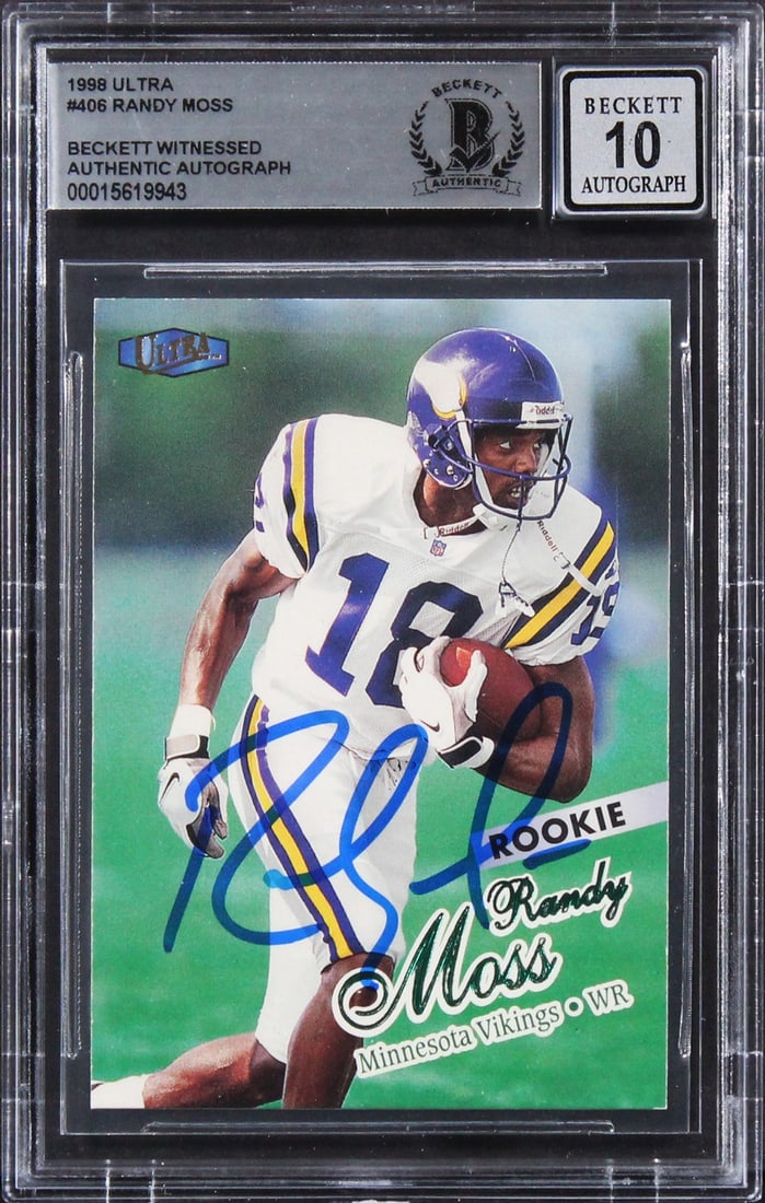 Randy Moss 1998 Ultra #406 Vikings rookie card BAS slabbed (1 of 2)